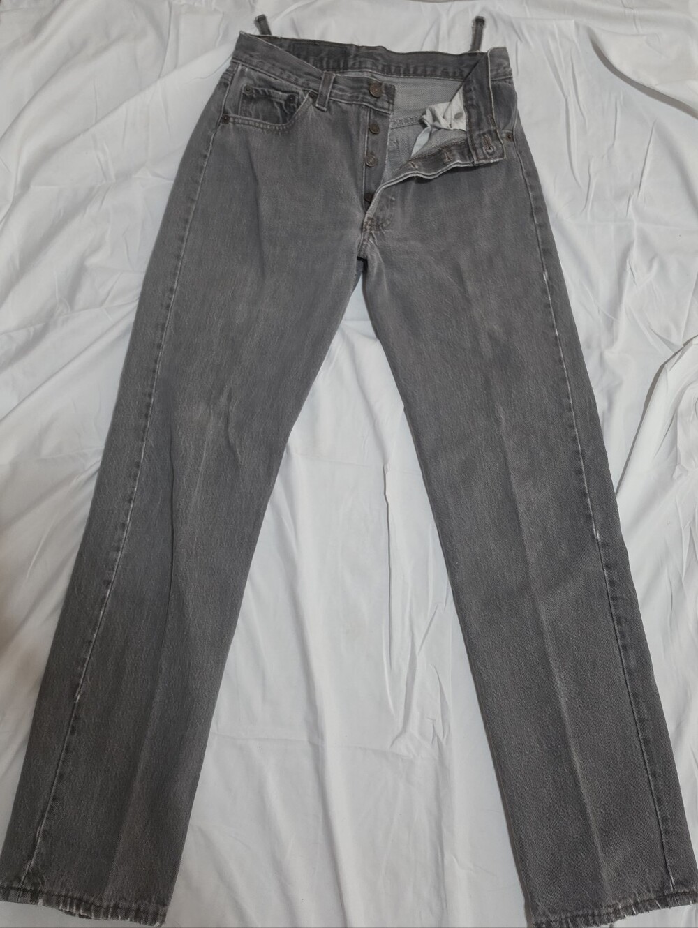 Vintage Levi's 501 Grey Button Fly Denim Jeans Regular Fit Straight Leg